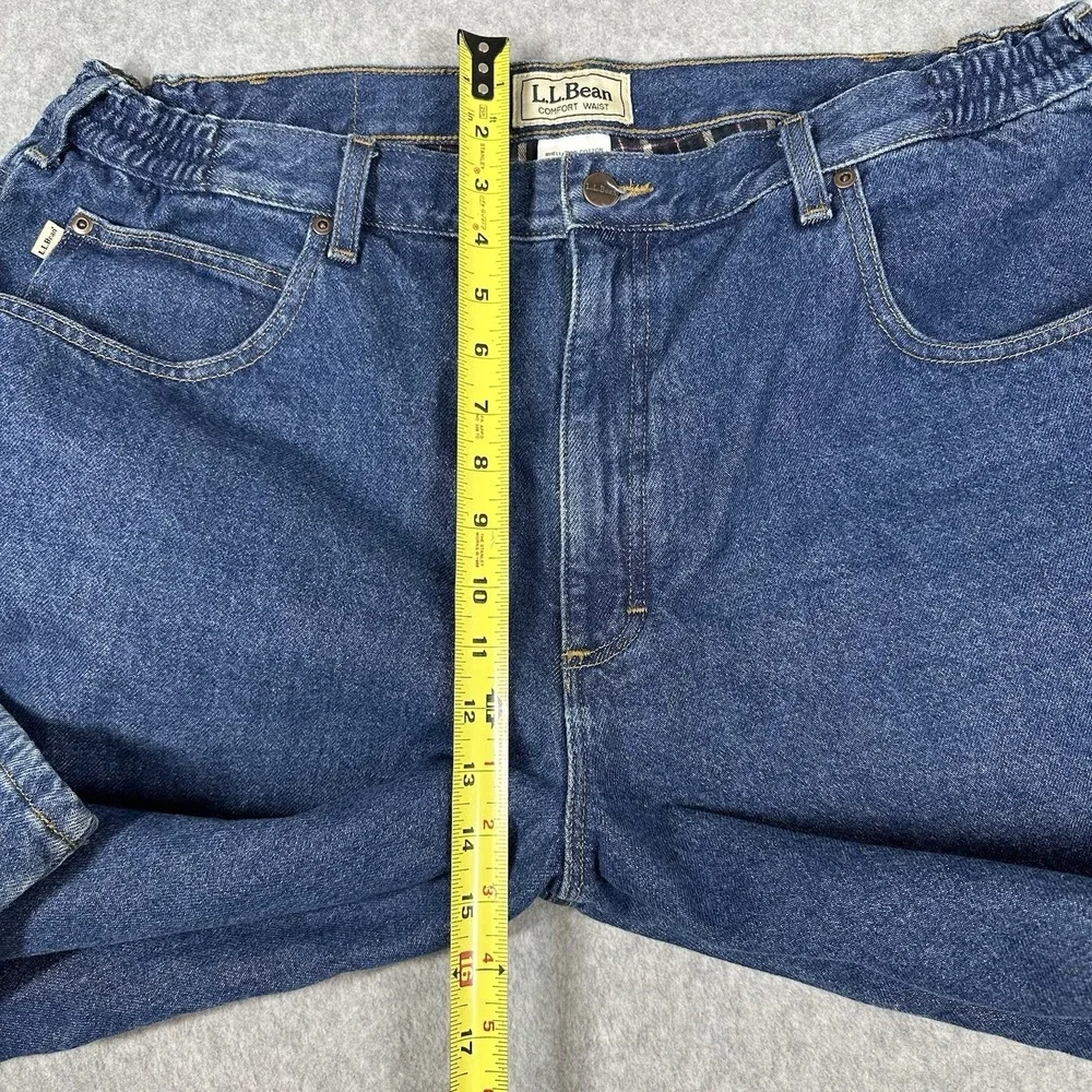 LL Bean Men's Flannel Lined Vintage 90s Jeans 36x30 Elastic Waist Workwear Warm